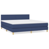 vidaXL Boxspringbett mit Matratze Blau 160x200 cm Stoff