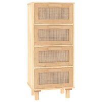 vidaXL Sideboard Braun 40x30x90 cm Massivholz Kiefer und Natur-Rattan