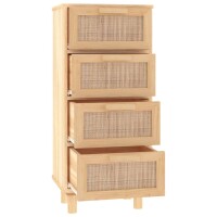 vidaXL Sideboard Braun 40x30x90 cm Massivholz Kiefer und Natur-Rattan