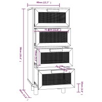 vidaXL Sideboard Braun 40x30x90 cm Massivholz Kiefer und Natur-Rattan