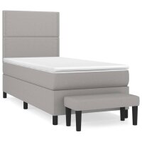 vidaXL Boxspringbett mit Matratze Hellgrau 80x200 cm Stoff