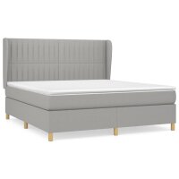 WOWONA Boxspringbett mit Matratze Hellgrau 160x200 cm Stoff