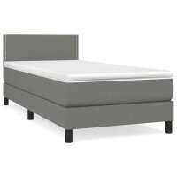 vidaXL Boxspringbett mit Matratze Dunkelgrau 90x200 cm Stoff