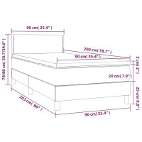 vidaXL Boxspringbett mit Matratze Dunkelgrau 90x200 cm Stoff