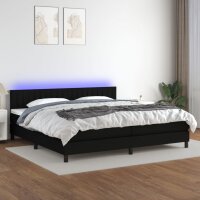 vidaXL Boxspringbett mit Matratze &amp; LED Schwarz 200x200 cm Stoff