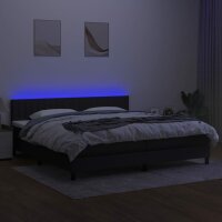 vidaXL Boxspringbett mit Matratze &amp; LED Schwarz 200x200 cm Stoff