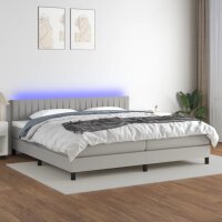 vidaXL Boxspringbett mit Matratze &amp; LED Hellgrau 200x200 cm Stoff