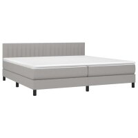 vidaXL Boxspringbett mit Matratze &amp; LED Hellgrau 200x200 cm Stoff