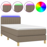 vidaXL Boxspringbett mit Matratze &amp; LED Taupe 100x200 cm Stoff