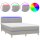 vidaXL Boxspringbett mit Matratze &amp; LED Hellgrau 140x200 cm Stoff