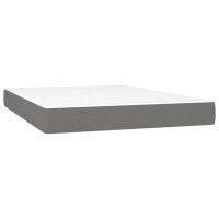 vidaXL Boxspringbett mit Matratze &amp; LED Dunkelgrau 140x200 cm Stoff