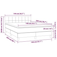 vidaXL Boxspringbett mit Matratze &amp; LED Dunkelgrau 140x200 cm Stoff