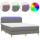 vidaXL Boxspringbett mit Matratze &amp; LED Dunkelgrau 140x200 cm Stoff