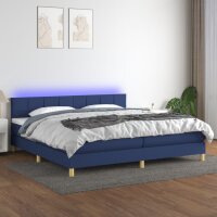 WOWONA Boxspringbett mit Matratze &amp; LED Blau 200x200 cm Stoff