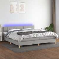 vidaXL Boxspringbett mit Matratze &amp; LED Hellgrau 200x200 cm Stoff