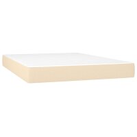 vidaXL Boxspringbett mit Matratze &amp; LED Creme 140x200 cm Stoff