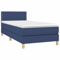 vidaXL Boxspringbett mit Matratze &amp; LED Blau 80x200 cm Stoff