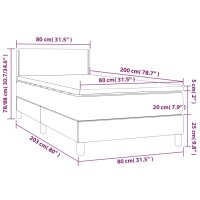 vidaXL Boxspringbett mit Matratze &amp; LED Blau 80x200 cm Stoff