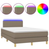 vidaXL Boxspringbett mit Matratze &amp; LED Taupe 120x200 cm Stoff