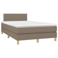 vidaXL Boxspringbett mit Matratze &amp; LED Taupe 120x200 cm Stoff