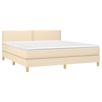 vidaXL Boxspringbett mit Matratze &amp; LED Creme 160x200 cm Stoff