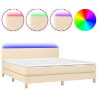 vidaXL Boxspringbett mit Matratze &amp; LED Creme 160x200 cm Stoff