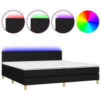 vidaXL Boxspringbett mit Matratze &amp; LED Schwarz 200x200 cm Stoff