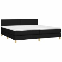 vidaXL Boxspringbett mit Matratze &amp; LED Schwarz 200x200 cm Stoff