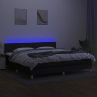 vidaXL Boxspringbett mit Matratze &amp; LED Schwarz 200x200 cm Stoff