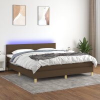 vidaXL Boxspringbett mit Matratze &amp; LED Dunkelbraun 180x200 cm Stoff