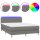 vidaXL Boxspringbett mit Matratze &amp; LED Dunkelgrau 140x200 cm Stoff