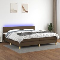 vidaXL Boxspringbett mit Matratze &amp; LED Dunkelbraun 200x200 cm Stoff