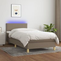 vidaXL Boxspringbett mit Matratze &amp; LED Taupe 100x200 cm Stoff