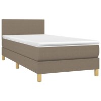 vidaXL Boxspringbett mit Matratze &amp; LED Taupe 100x200 cm Stoff