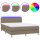 vidaXL Boxspringbett mit Matratze &amp; LED Taupe 140x200 cm Stoff