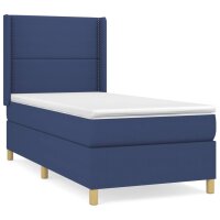 vidaXL Boxspringbett mit Matratze Blau 90x190 cm Stoff