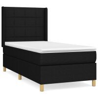 vidaXL Boxspringbett mit Matratze Schwarz 90x190 cm Stoff