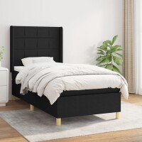 vidaXL Boxspringbett mit Matratze Schwarz 90x190 cm Stoff