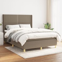 vidaXL Boxspringbett mit Matratze Taupe 140x200 cm Stoff