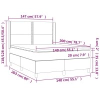 vidaXL Boxspringbett mit Matratze Taupe 140x200 cm Stoff