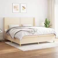 vidaXL Boxspringbett mit Matratze Creme 200x200 cm Stoff