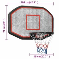 vidaXL Basketballkorb Schwarz 109x71x3 cm Polyethylen