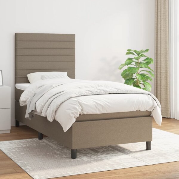 vidaXL Boxspringbett mit Matratze Taupe 80x200 cm Stoff