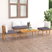 vidaXL 4-tlg. Garten-Lounge-Set mit Auflagen Massivholz...