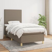 vidaXL Boxspringbett mit Matratze Taupe 100x200 cm Stoff