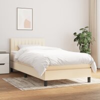 vidaXL Boxspringbett mit Matratze Creme 90x190 cm Stoff