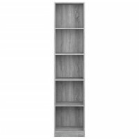 vidaXL B&uuml;cherregal 5 F&auml;cher Grau Sonoma 40x24x175 cm Holzwerkstoff