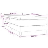 vidaXL Boxspringbett mit Matratze Schwarz 90x190 cm Stoff