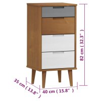 vidaXL Schubladenschrank MOLDE Braun 40x35x82 cm Massivholz Kiefer