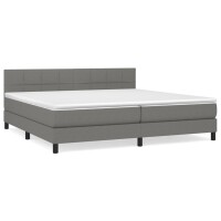 WOWONA Boxspringbett mit Matratze Dunkelgrau 200x200 cm Stoff